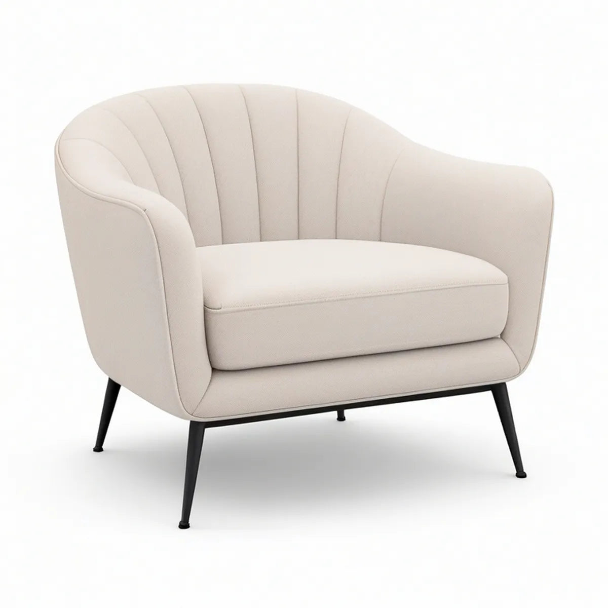 Polstret lænestol 78 x 76 x 82 cm i cremefarvet polyester med sorte stålben