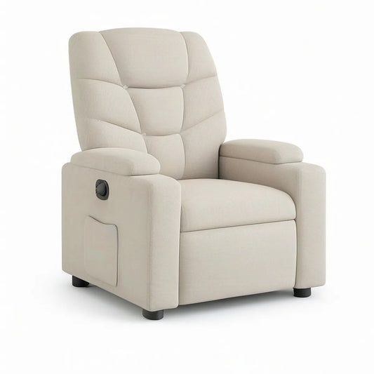 Manuel reclinerlænestol med integreret fodstøtte, beige/sort, 88 x 95 x 103 cm